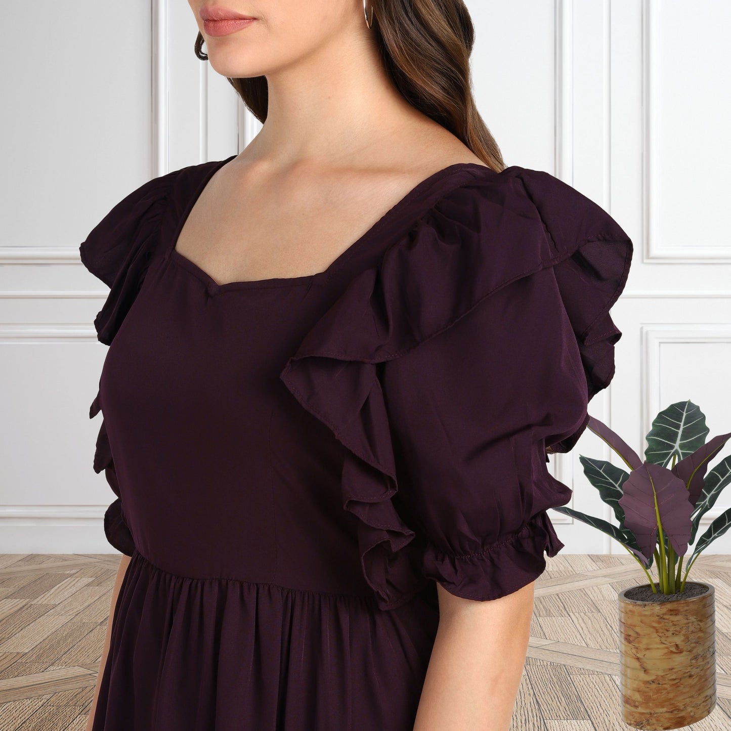 Women’s Frilled Maxi Spandex Dress