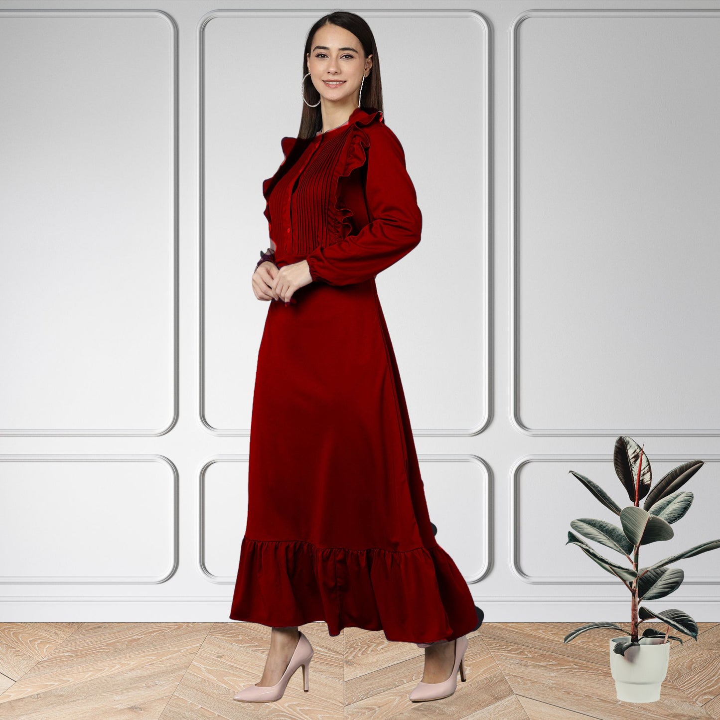 Women’s Spandex Frilled Dress