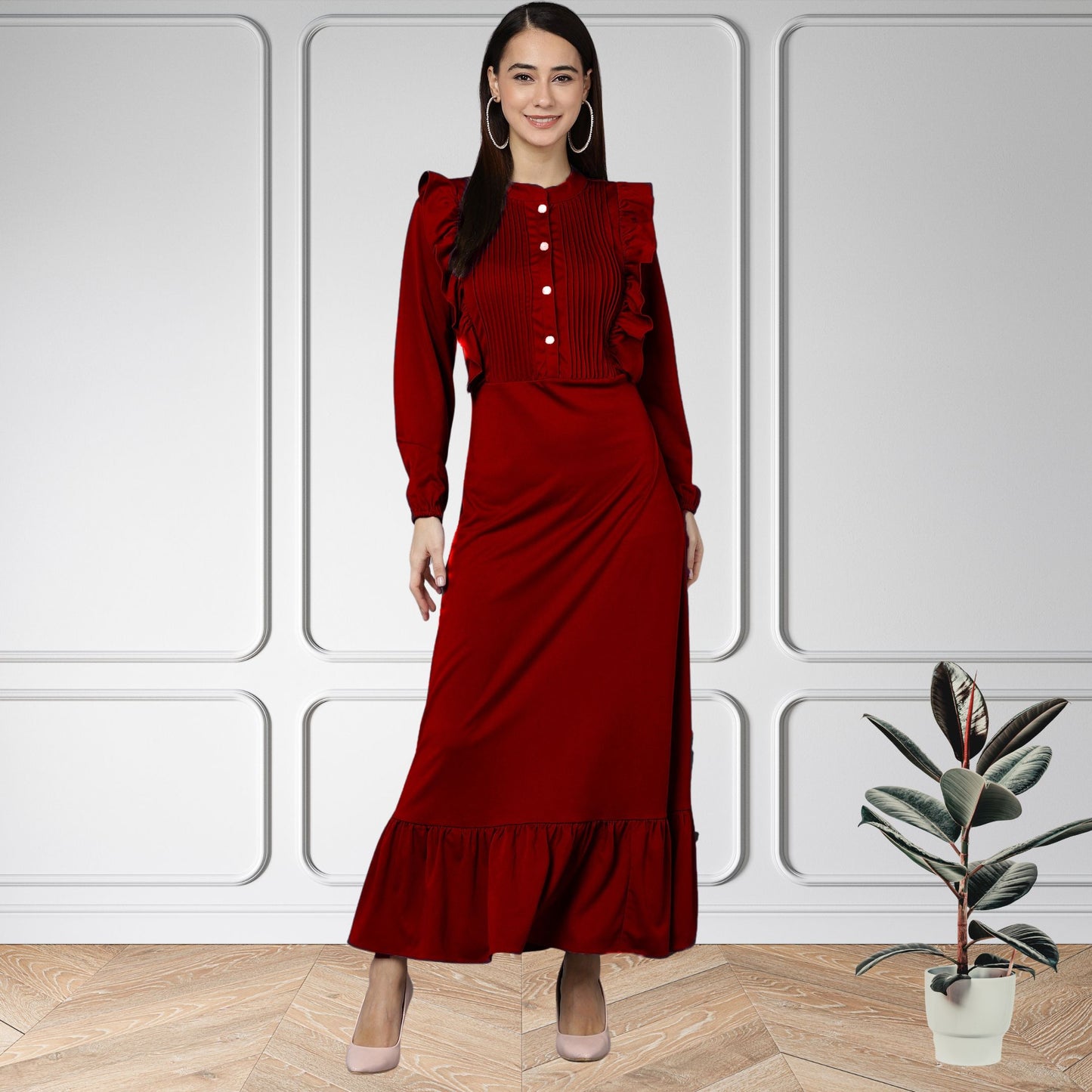 Women’s Spandex Frilled Dress