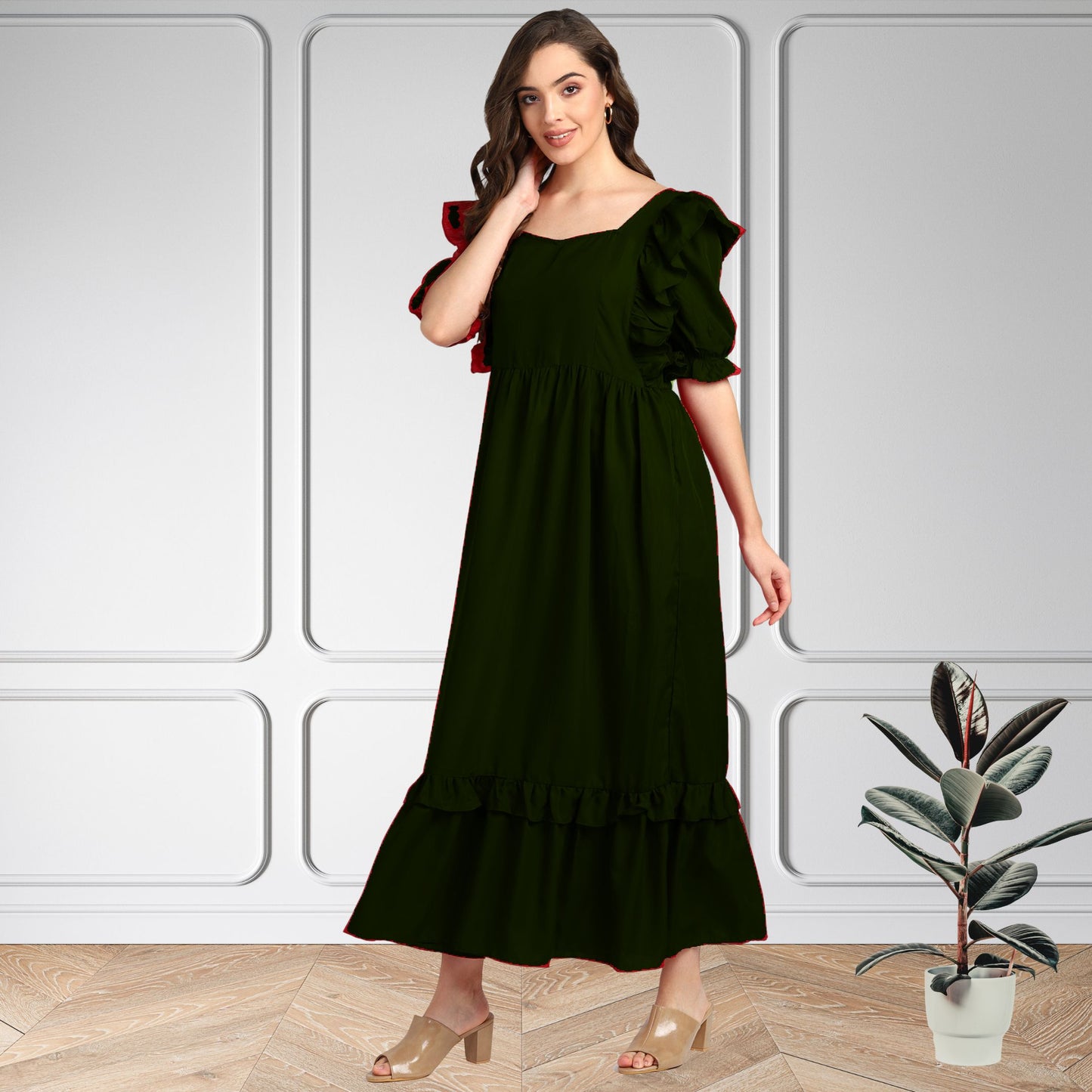 Women’s Frilled Maxi Spandex Dress