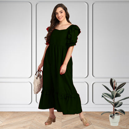 Women’s Frilled Maxi Spandex Dress