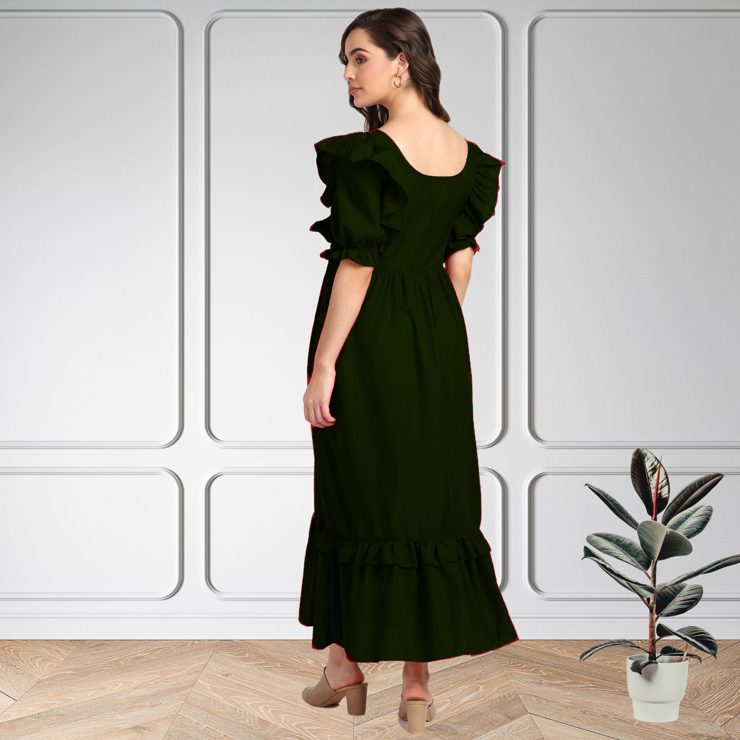 Women’s Frilled Maxi Spandex Dress