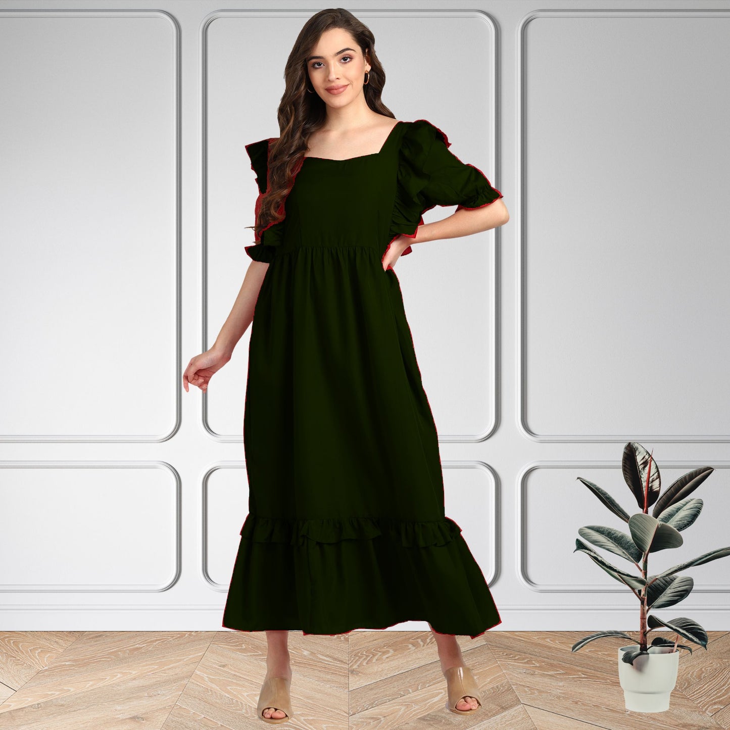 Women’s Frilled Maxi Spandex Dress