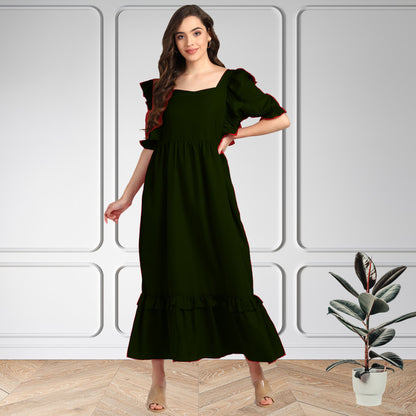 Women’s Frilled Maxi Spandex Dress