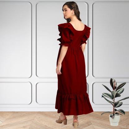 Women’s Frilled Maxi Spandex Dress