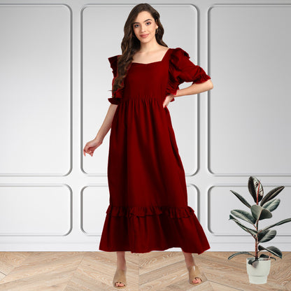 Women’s Frilled Maxi Spandex Dress