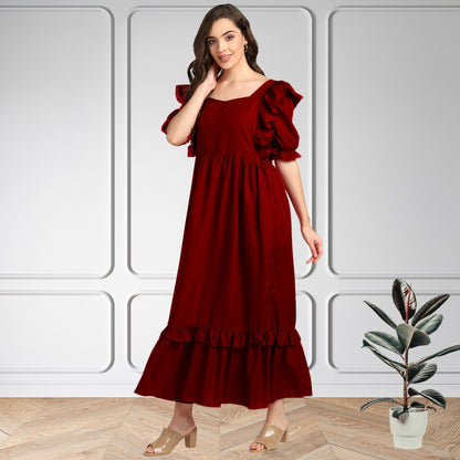 Women’s Frilled Maxi Spandex Dress