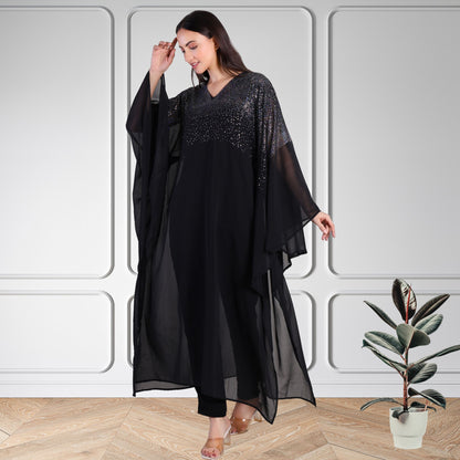 Premium Sequins Motif Kaftan Style Top with Coordinated Pants