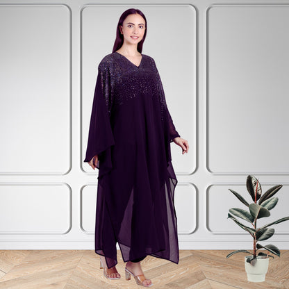 Premium Sequins Motifs Embellished Kaftan Style Top with Coordinated Pants