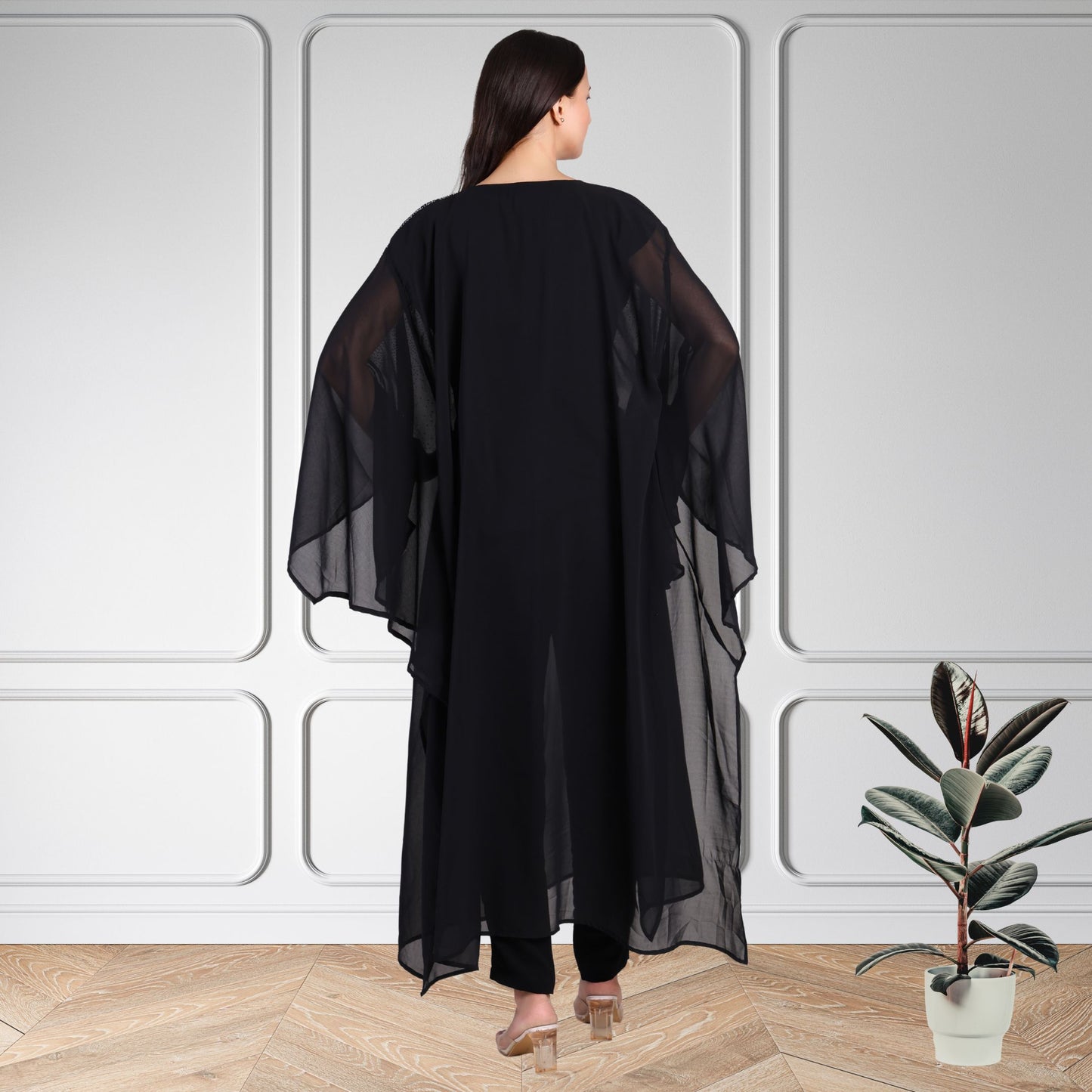 Premium Sequins Motif Kaftan Style Top with Coordinated Pants