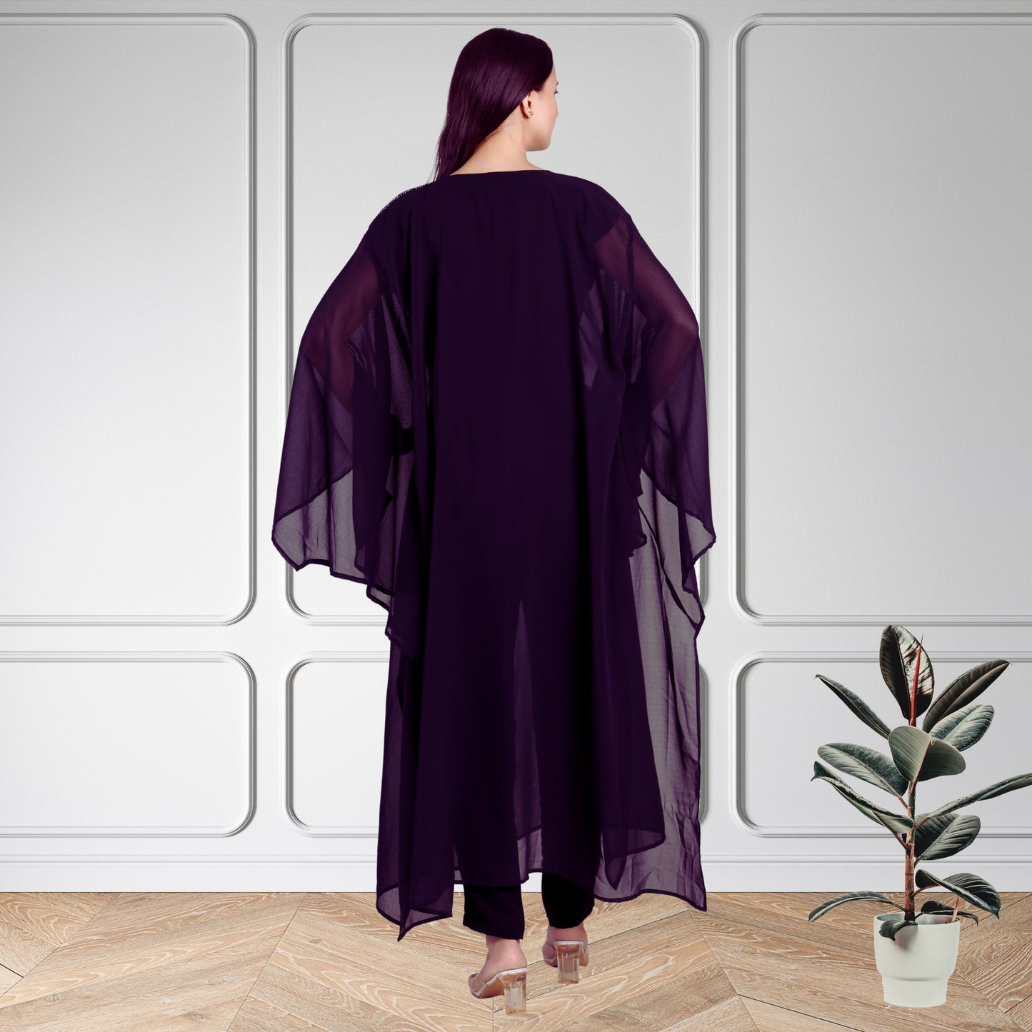 Premium Sequins Motifs Embellished Kaftan Style Top with Coordinated Pants