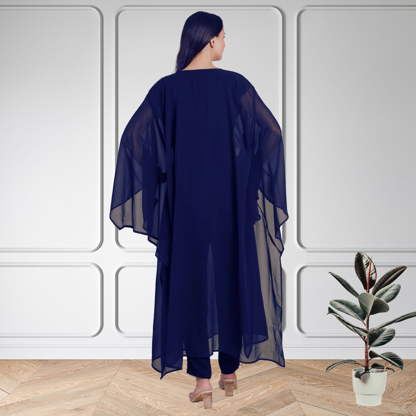 Premium Sequins Motifs Kaftan Style Top with Coordinated Pants