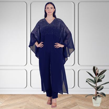 Premium Sequins Motifs Kaftan Style Top with Coordinated Pants