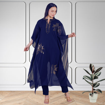 Women's Sequin Motif Embellished Georgette Kaftan Set