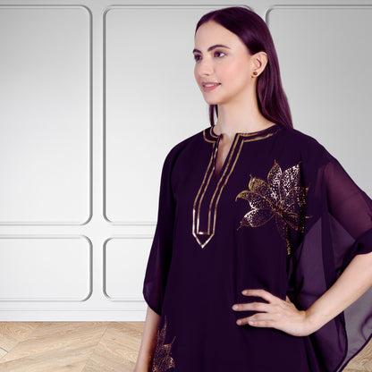 Women's Sequin Motif Embellished Georgette Kaftan Set