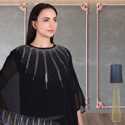 Designer Asymmetric Sequins Embellished Top with Matching Pants