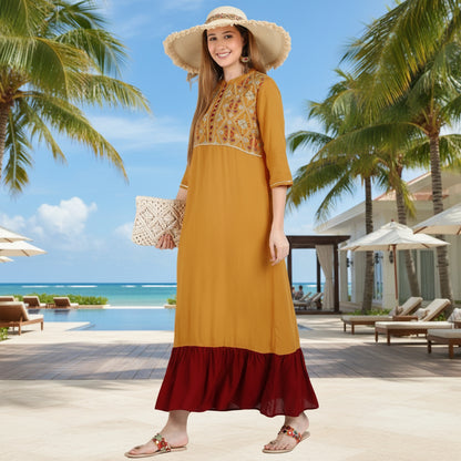 ✨ Geometric Embroidered Rayon Resortwear Tunic