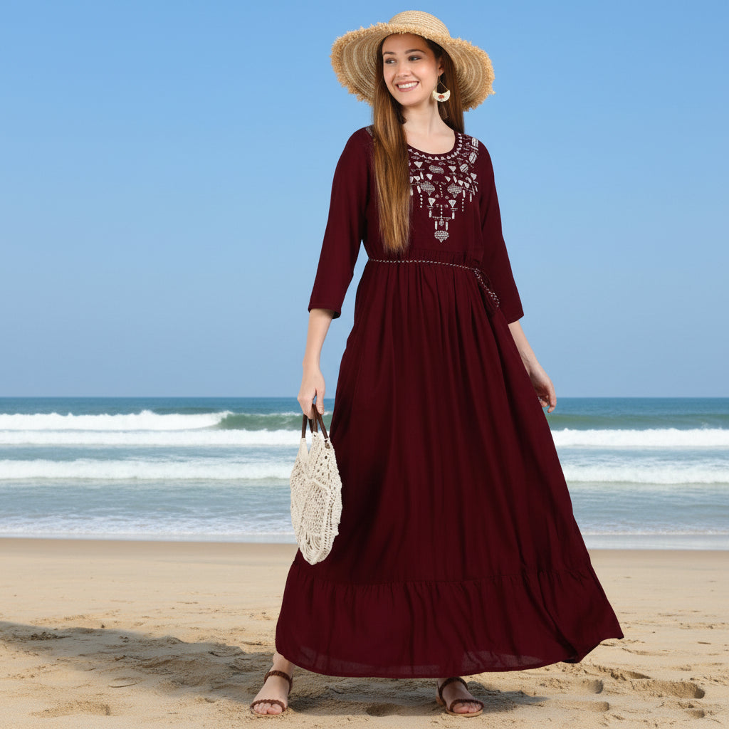 ✨ Embroidered Rayon Resortwear Tunic
