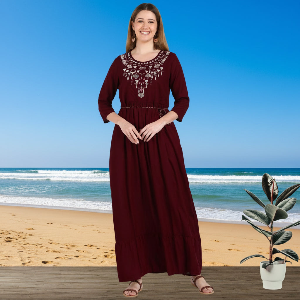 ✨ Embroidered Rayon Resortwear Tunic