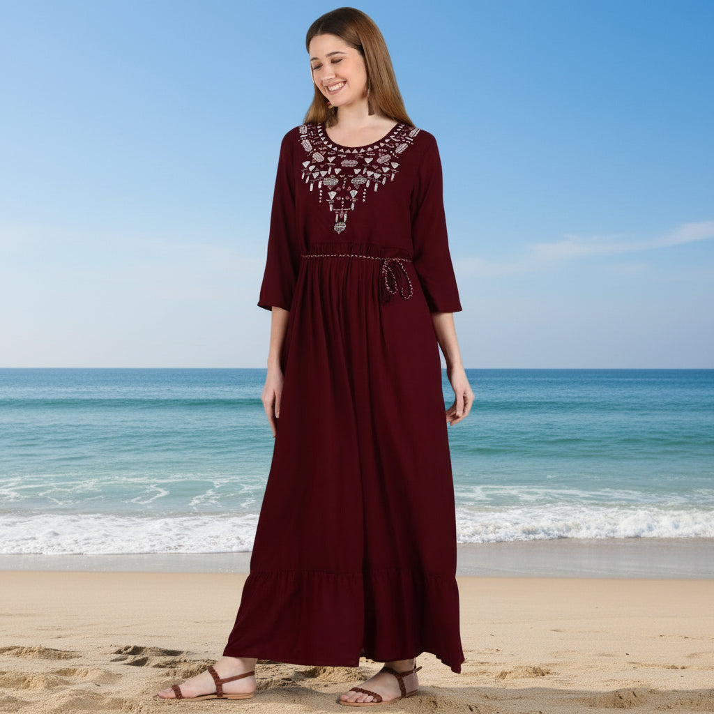 ✨ Embroidered Rayon Resortwear Tunic