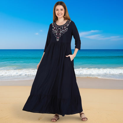 ✨ Embroidered Rayon Resortwear Tunic