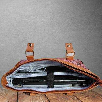 ETHNIC PAISLEY PATCHWORK PRINT OFFICE TOTE BAG