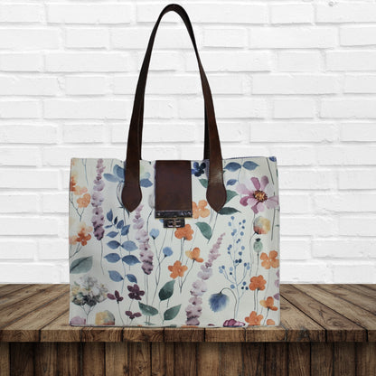 Watercolour Floral Print Canvas Tote Bag