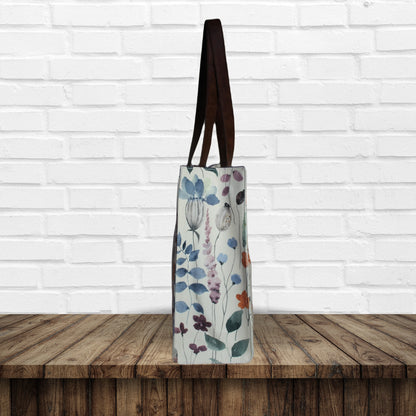 Watercolour Floral Print Canvas Tote Bag