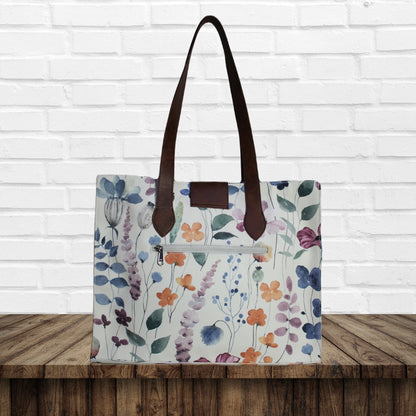 Watercolour Floral Print Canvas Tote Bag