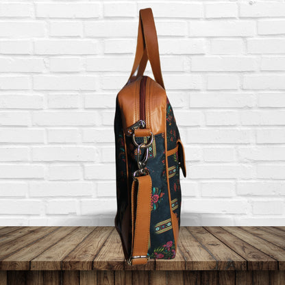 Ethnic Floral Print Laptop Canvas Bag