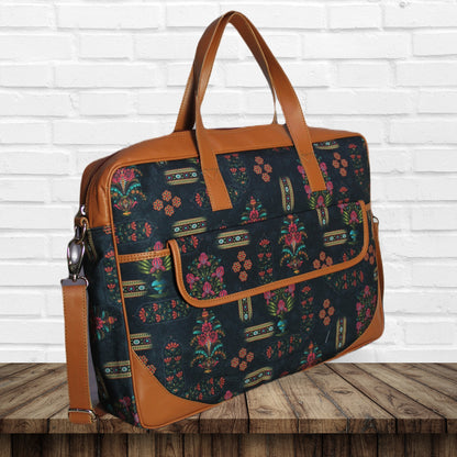 Ethnic Floral Print Laptop Canvas Bag