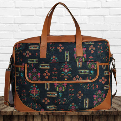 Ethnic Floral Print Laptop Canvas Bag