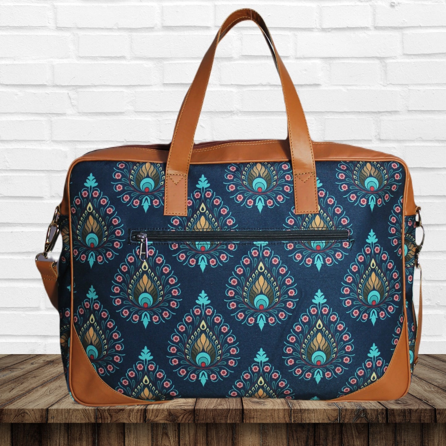 Peacock Feather Ogee Print Laptop Bag