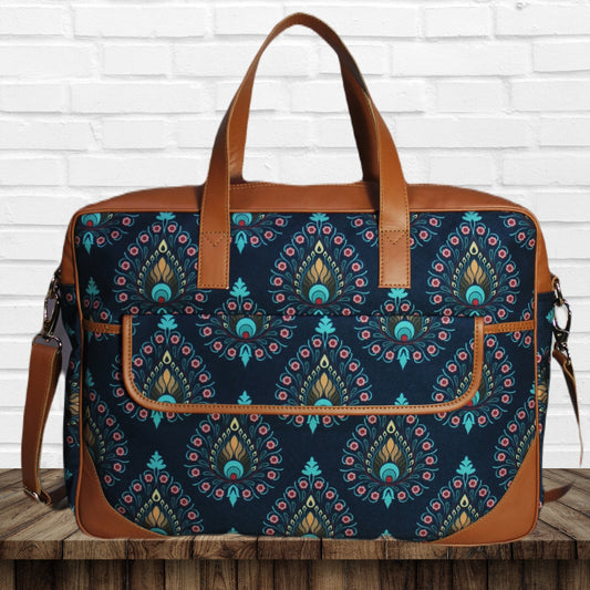 Peacock Feather Ogee Print Laptop Bag