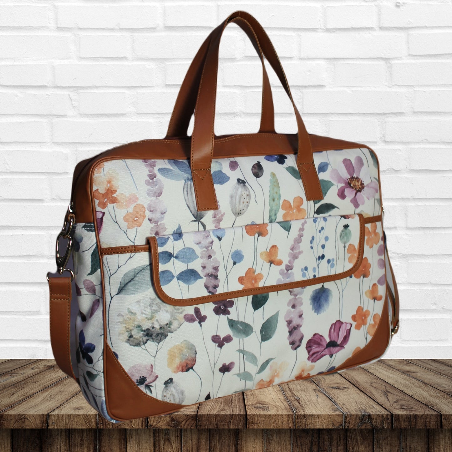 Watercolor Floral Print Laptop Bag