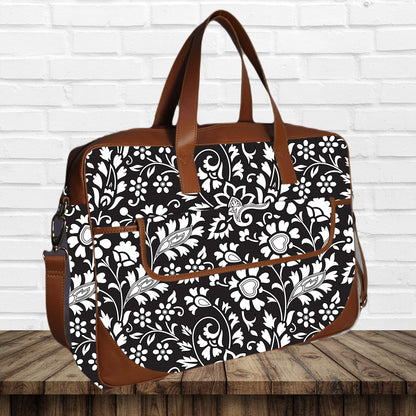 Black Floral Printed Laptop Bag