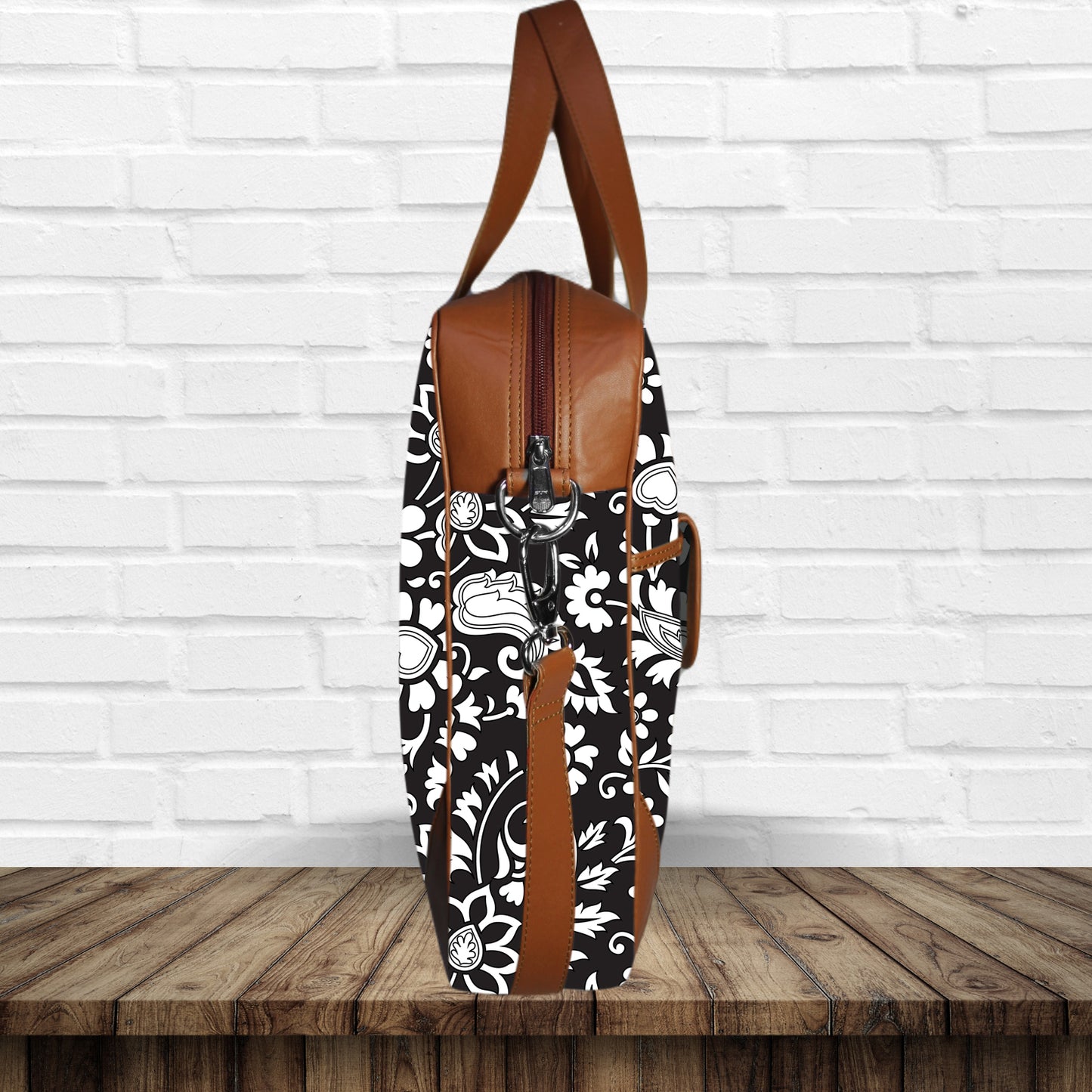 Black Floral Printed Laptop Bag