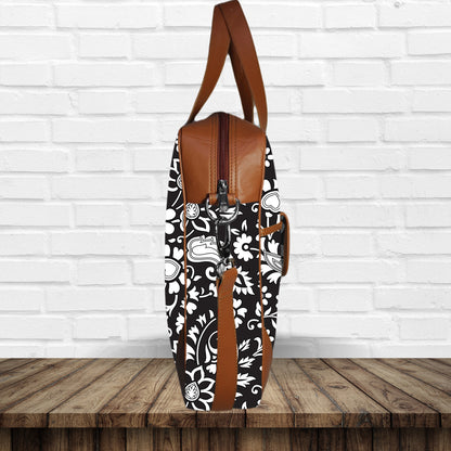 Black Floral Printed Laptop Bag