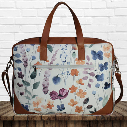Watercolor Floral Print Laptop Bag