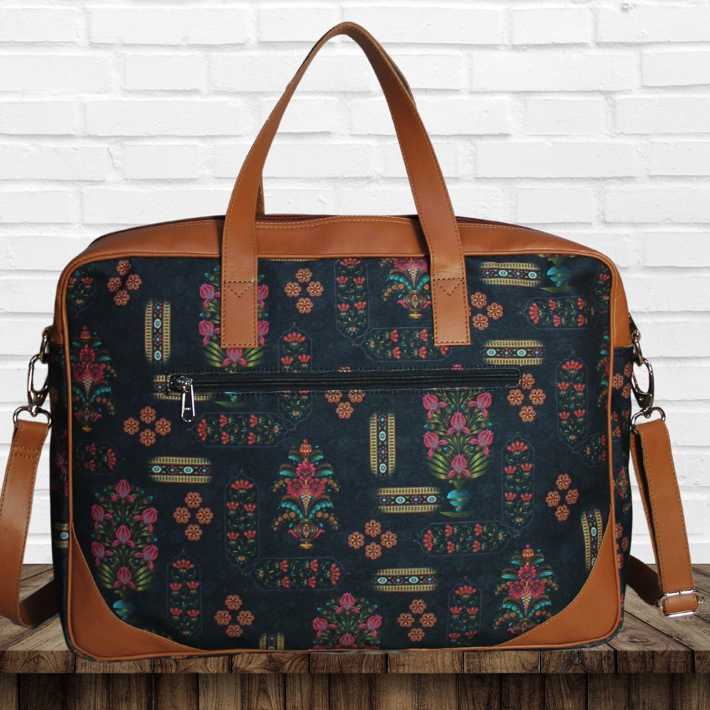 Ethnic Floral Print Laptop Canvas Bag