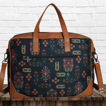 Ethnic Floral Print Laptop Canvas Bag