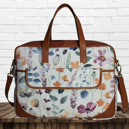 Watercolor Floral Print Laptop Bag