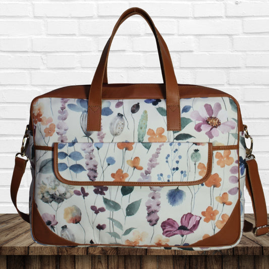 Watercolor Floral Print Laptop Bag