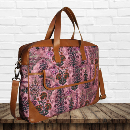 Jaipuri Ethnic Floral Motifs Print Laptop Bag