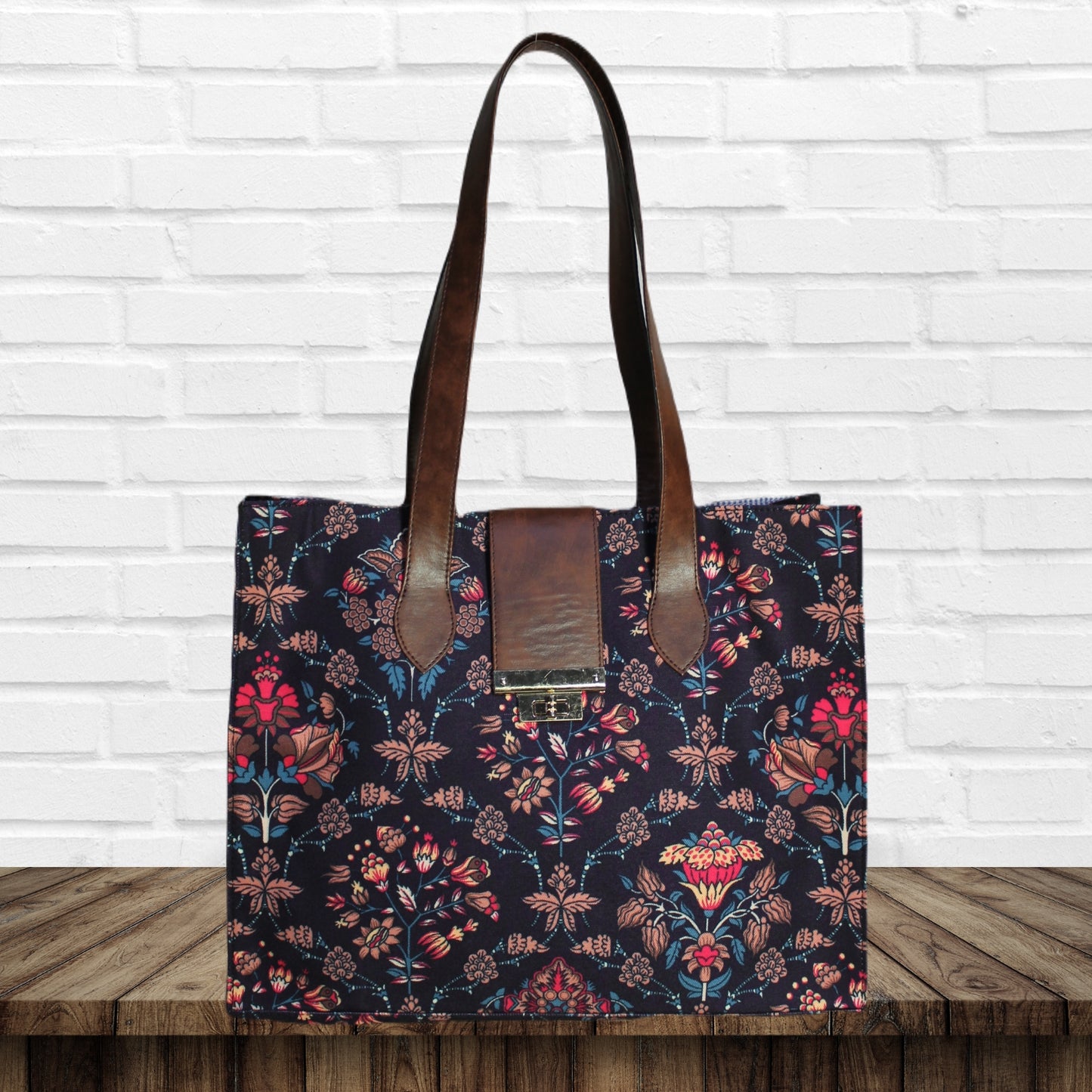 Ethnic Floral Paisley Print Canvas Tote Bag