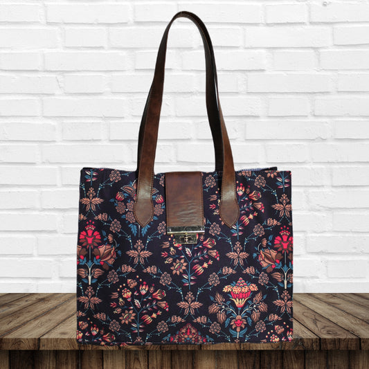 Ethnic Floral Paisley Print Canvas Tote Bag