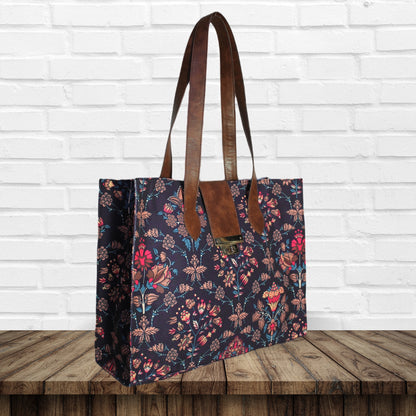Ethnic Floral Paisley Print Canvas Tote Bag