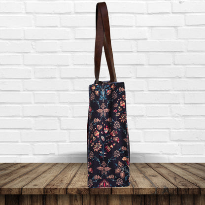 Ethnic Floral Paisley Print Canvas Tote Bag