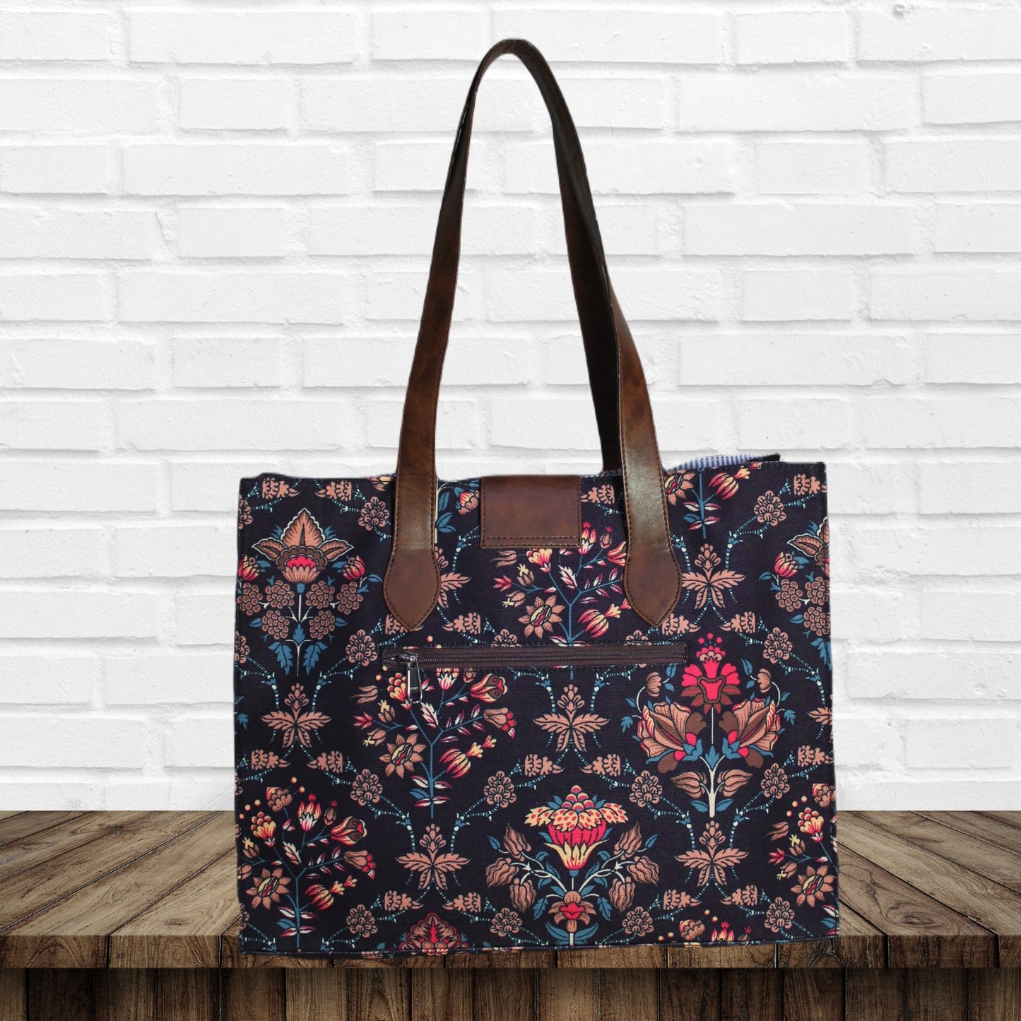 Ethnic Floral Paisley Print Canvas Tote Bag