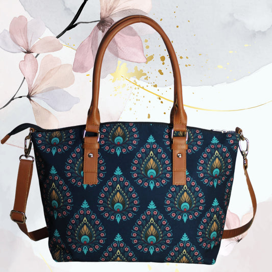 Peacock Feather Print Tote Bag